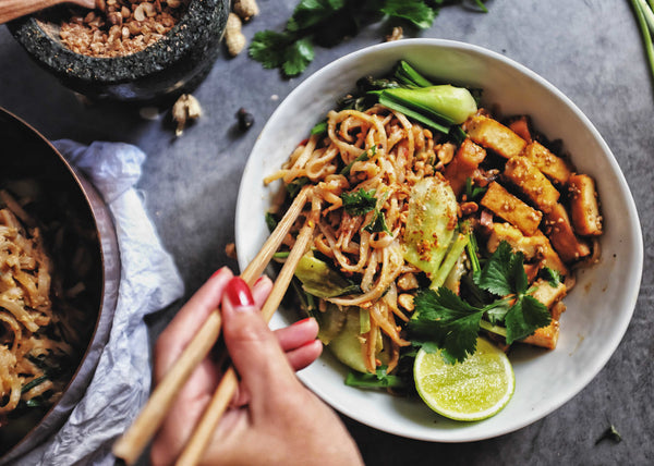 Vegan Pad Thai With Tofu And Rice Noodles