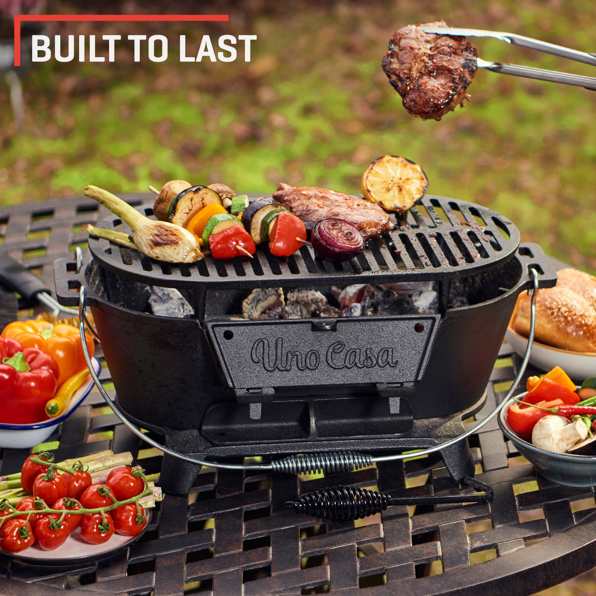 BBQ-Toro Cast Iron Grill Pan with Grill, 43 x 42 x 21.5 cm, Hibachi Style,  with Grill Lever, Charcoal Grill, Cast Iron Dutch Oven : :  Garden