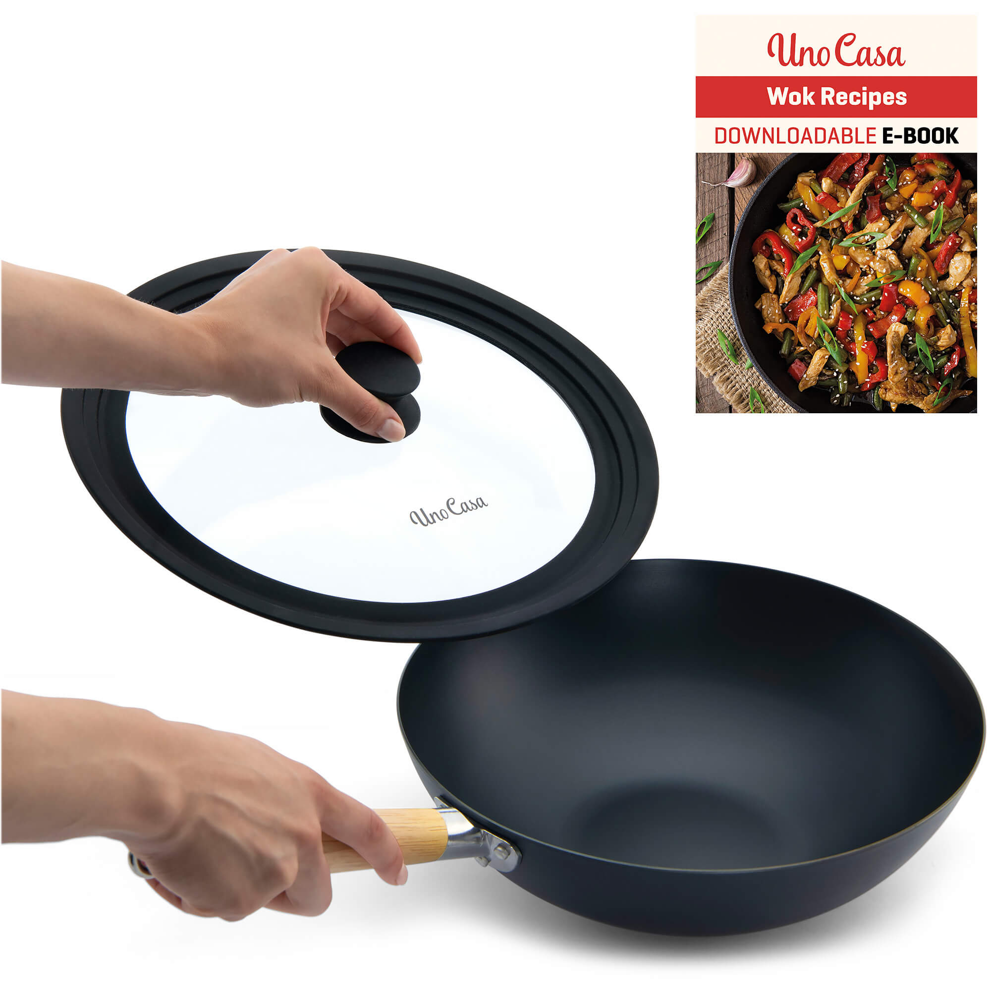 Made In 10 and 12 Carbon Steel Frypan Set w/Universal Lid 