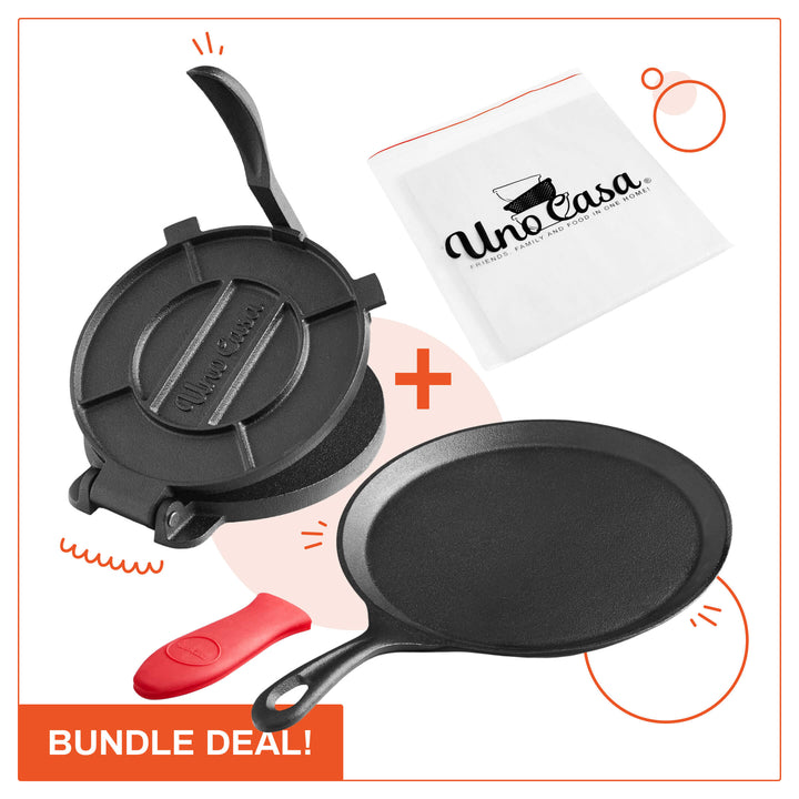 COMAL PAN AND TORTILLA PRESS (8IN) BUNDLE