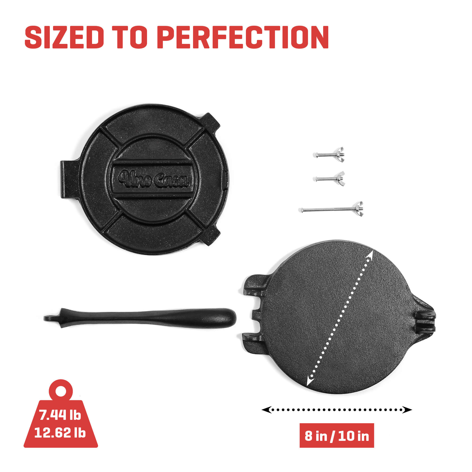GCP Products Pre-Seasoned 8 Cast Iron Tortilla Press - Perfect For Making  Mexican Spanish Rotis, Pataconera